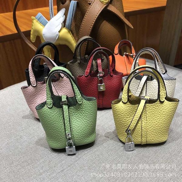 food basket bag pendant real leather mini headset car key chain female creative bucket pendant, Silver
food basket bag pendant real leather mini headset car key chain female creative bucket pendant, Silver