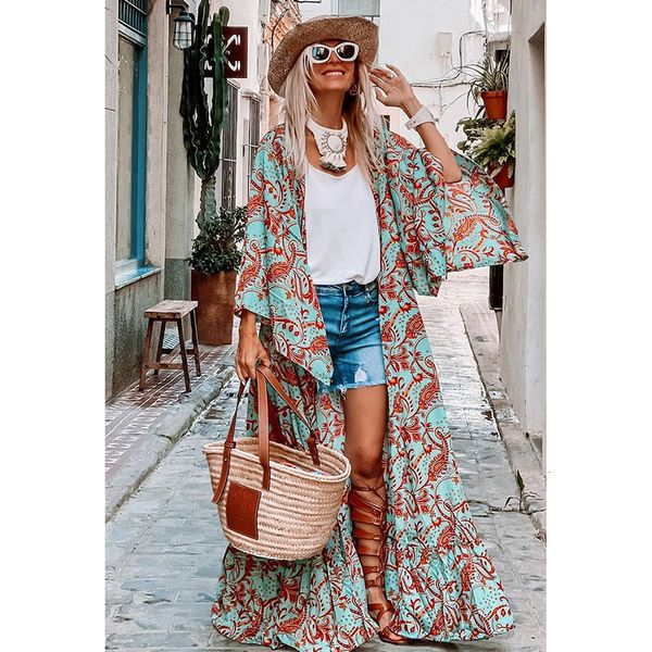 women's swimwear 2023 bohemian printed beach cover retro floral summer long sleeved kaftan beach suit oversized cardigan swimsuit cover, White;black
women's swimwear 2023 bohemian printed beach cover retro floral summer long sleeved kaftan beach suit oversized cardigan swimsuit cover, White;black