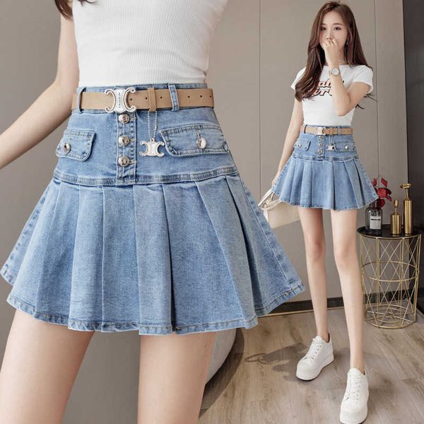 denim short high-waist women's 2023 spring and summer european goods appear thin and age reducing fashion pleated skirt, Blue
denim short high-waist women's 2023 spring and summer european goods appear thin and age reducing fashion pleated skirt, Blue