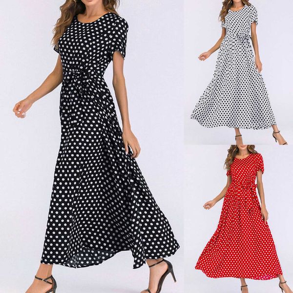 casual dresses women's summer elegant o-neck short sleeve beach polka dot bandage long dress verano mujer 230410, Black;gray
casual dresses women's summer elegant o-neck short sleeve beach polka dot bandage long dress verano mujer 230410, Black;gray
