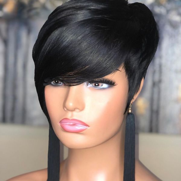 short bob straight human hair wigs with bangs natural color brazilian remy hair pixie cut wig human hair wig for black women
short bob straight human hair wigs with bangs natural color brazilian remy hair pixie cut wig human hair wig for black women