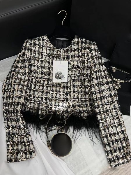 women's jackets french style retro early spring hem feather stitching tweed short coat woman 230410, Black;brown
women's jackets french style retro early spring hem feather stitching tweed short coat woman 230410, Black;brown