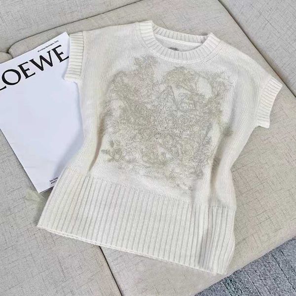 womens designer t shirt tracksuit summer 2023 temperament heavy work embroidery gold thread five point star knit shirt tank women, White;black
womens designer t shirt tracksuit summer 2023 temperament heavy work embroidery gold thread five point star knit shirt tank women, White;black