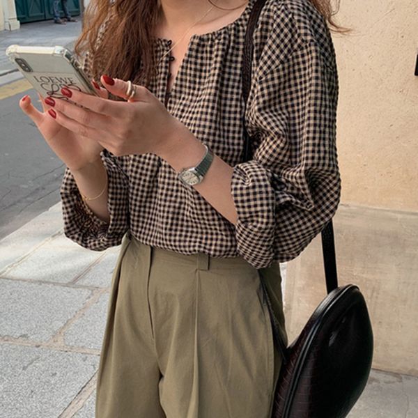 women's blouses shirts autumn art nouveau style women's long sleeve loose casual shirt cotton women's button retro plain kore, White
women's blouses shirts autumn art nouveau style women's long sleeve loose casual shirt cotton women's button retro plain kore, White