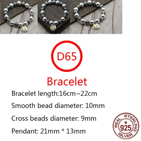 d65 s925 sterling silver bracelet fashion smooth round beaded bracelet personalized retro beaded cross flower punk hip hop style gift for lo, Black
d65 s925 sterling silver bracelet fashion smooth round beaded bracelet personalized retro beaded cross flower punk hip hop style gift for lo, Black
