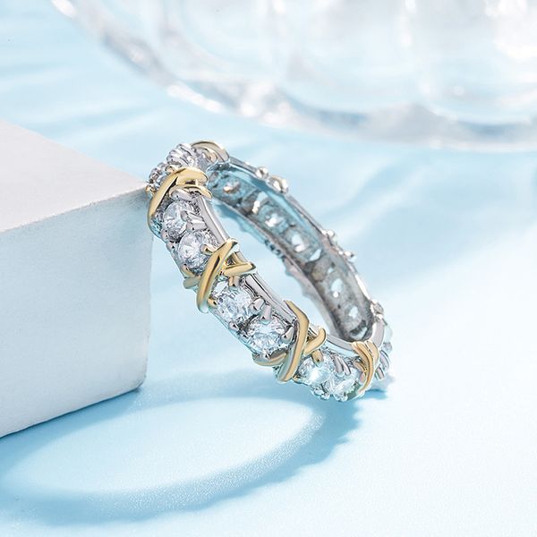 luxury two-tone ring diamond split stainless steel wedding band designer couple jewelry love ring women's gift engagement, Silver
luxury two-tone ring diamond split stainless steel wedding band designer couple jewelry love ring women's gift engagement, Silver