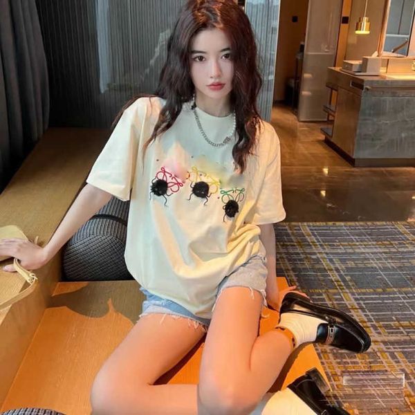 womens designer t shirt tracksuit shirt the correct version of the year street trend luojia 23ss dust elf small coal ball eyelash embroidery, White
womens designer t shirt tracksuit shirt the correct version of the year street trend luojia 23ss dust elf small coal ball eyelash embroidery, White