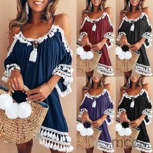 casual dresses summer women lace tassel casual off shoulder strap dress o neck short sleeve vintage mini beach party dresses s-5xl m230411, Black;gray
casual dresses summer women lace tassel casual off shoulder strap dress o neck short sleeve vintage mini beach party dresses s-5xl m230411, Black;gray