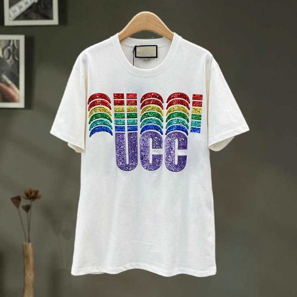 designer summer women t shirt shirt korean summer 2023 color diamond letter sleeve t-shirt, White
designer summer women t shirt shirt korean summer 2023 color diamond letter sleeve t-shirt, White