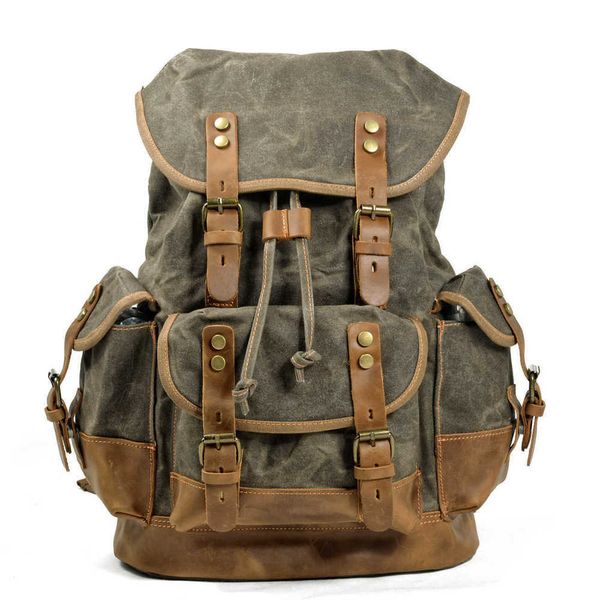 backpack style outdoor backpack leisure schoolbag large capacity canvas splicing leather mountaineering bag 221015
backpack style outdoor backpack leisure schoolbag large capacity canvas splicing leather mountaineering bag 221015