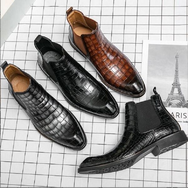 new brown chelsea boots for men black business pointed toe slip-on crocodile pattern handmade men's short boots d2h19
new brown chelsea boots for men black business pointed toe slip-on crocodile pattern handmade men's short boots d2h19