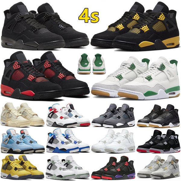

4 4s mens basketball shoes military black cat bred unc red thunder tour yellow white oreo shimmer sail what the fire red men women outdoor t