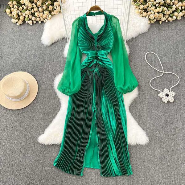 halter solid color robe femme autumn party dresses puff sleeve split pleated slim vestidos de mujer 2023 m230410, Black;gray
halter solid color robe femme autumn party dresses puff sleeve split pleated slim vestidos de mujer 2023 m230410, Black;gray