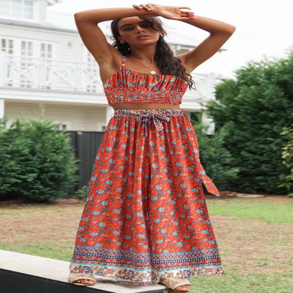two piece dress happie queens red floral print two piece outfits strapless bohemian elastic waist pants 2 pieces rayon cotton sets, White
two piece dress happie queens red floral print two piece outfits strapless bohemian elastic waist pants 2 pieces rayon cotton sets, White