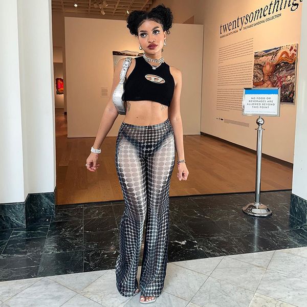 women s pants high waist pant summer polka dot perspective straight nightclub girl casual ladies loose trousers 230410, Black;white
women s pants high waist pant summer polka dot perspective straight nightclub girl casual ladies loose trousers 230410, Black;white