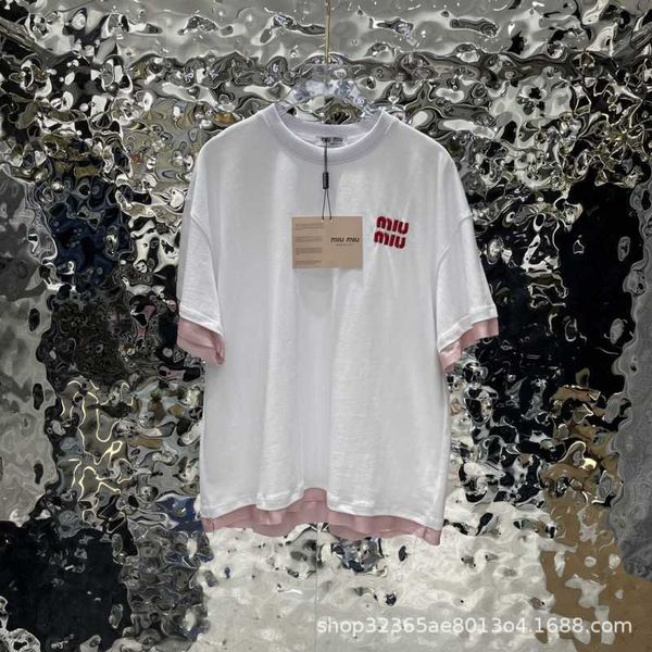 women's t-shirt designer 23 early spring new acetate satin fake two piece design with soft sticker fabric and stereoscopic embroidery p, White
women's t-shirt designer 23 early spring new acetate satin fake two piece design with soft sticker fabric and stereoscopic embroidery p, White