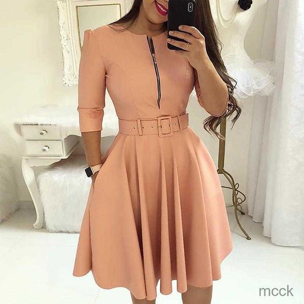 casual dresses fashion- fall half sleeve elegant tunic party dress female o neck solid zipper belted pleated casual office dress vestidos mu, Black;gray
casual dresses fashion- fall half sleeve elegant tunic party dress female o neck solid zipper belted pleated casual office dress vestidos mu, Black;gray
