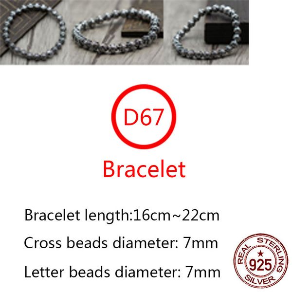 d67 s925 sterling silver bracelet fashion letter round beaded bracelet personalized retro beaded cross flower punk hip hop style gift for lo, Black
d67 s925 sterling silver bracelet fashion letter round beaded bracelet personalized retro beaded cross flower punk hip hop style gift for lo, Black