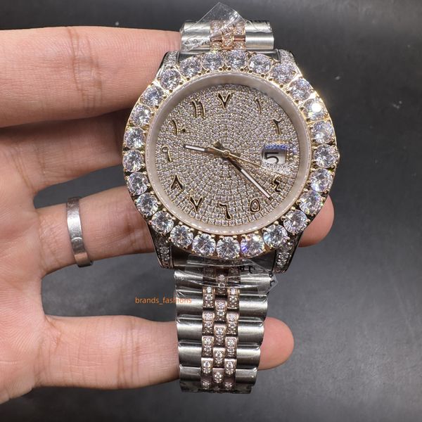 2023 new popular men's watch prong set diamond iced wristwatch handmade diamond inlaid stainless steel automatic watches arabic numeral, Slivery;brown
2023 new popular men's watch prong set diamond iced wristwatch handmade diamond inlaid stainless steel automatic watches arabic numeral, Slivery;brown