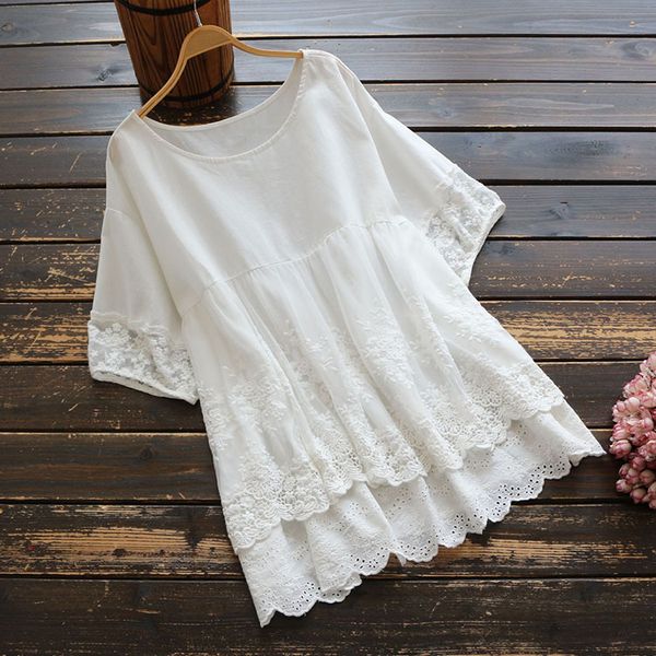 women's blouses shirts 6060 summer women's mori girls' literature mesh applique embroidery short sleeve shirt women's co, White
women's blouses shirts 6060 summer women's mori girls' literature mesh applique embroidery short sleeve shirt women's co, White