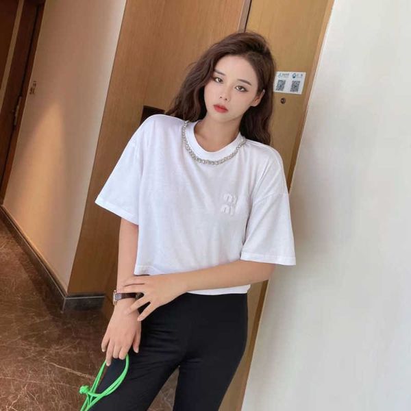 summer sweatshirt designer t shirt letter embroidery neckline diamond-studded short sleeved t shirt womens round neck all-match pullover 651, White
summer sweatshirt designer t shirt letter embroidery neckline diamond-studded short sleeved t shirt womens round neck all-match pullover 651, White