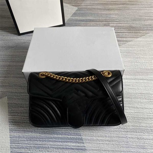 marmont classic style cowhide heart chain wave embossed women's one shoulder crossbody bag