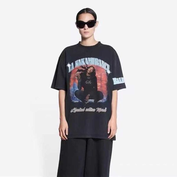 designer summer women t shirt high edition family co branded aya singer band burst print heavy duty washed old sleeve t-shirt, White;black
designer summer women t shirt high edition family co branded aya singer band burst print heavy duty washed old sleeve t-shirt, White;black
