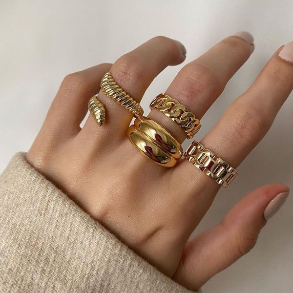 band rings 4pcs set punk metal anillos round set gold color open for women fashion finger accessories jewelry ring 230410, Silver
band rings 4pcs set punk metal anillos round set gold color open for women fashion finger accessories jewelry ring 230410, Silver