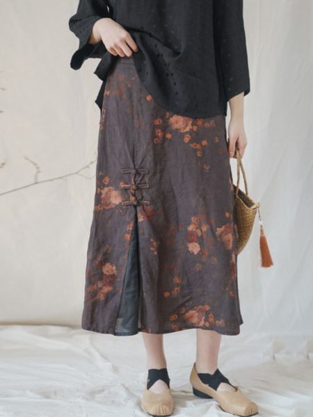 skirts johnnature women's vintage linen a-line ski print flower elastic waist clothing autumn original women's clothing 230410, Black
skirts johnnature women's vintage linen a-line ski print flower elastic waist clothing autumn original women's clothing 230410, Black