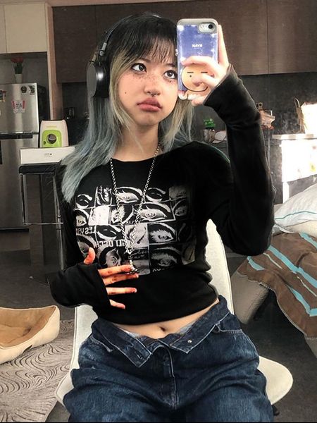 women s t shirt women retro eyes print fairy grunge graphic spring t shirts vintage indie aesthetic clothes cyber y2k slim long sleeve 2204, White
women s t shirt women retro eyes print fairy grunge graphic spring t shirts vintage indie aesthetic clothes cyber y2k slim long sleeve 2204, White