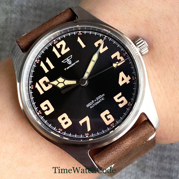 wristwatches nh35a pt5000 tandorio 200m waterproof vintage automatic mens watch 39mm black dial sapphire crystal leather strap luminous 2304, Slivery;brown
wristwatches nh35a pt5000 tandorio 200m waterproof vintage automatic mens watch 39mm black dial sapphire crystal leather strap luminous 2304, Slivery;brown