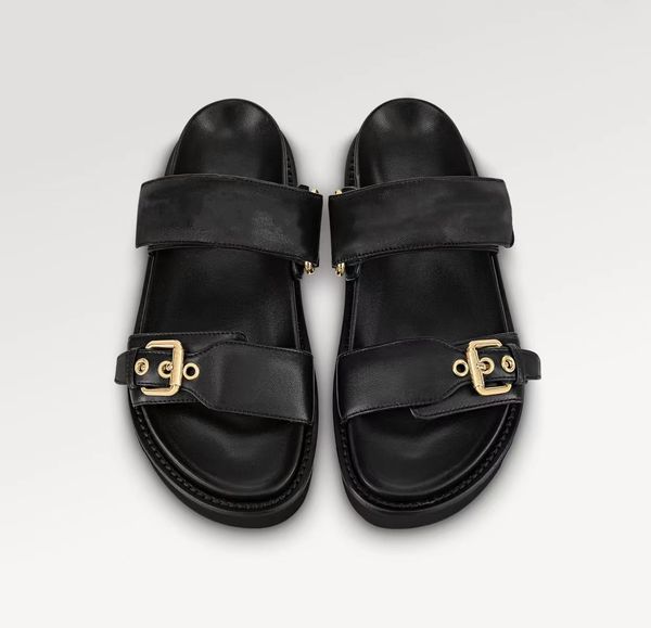 paseo comfort flat slippers genuine leather with two straps of metal buckle women designer summer beach slides soft non-slip scuffs, Black
paseo comfort flat slippers genuine leather with two straps of metal buckle women designer summer beach slides soft non-slip scuffs, Black
