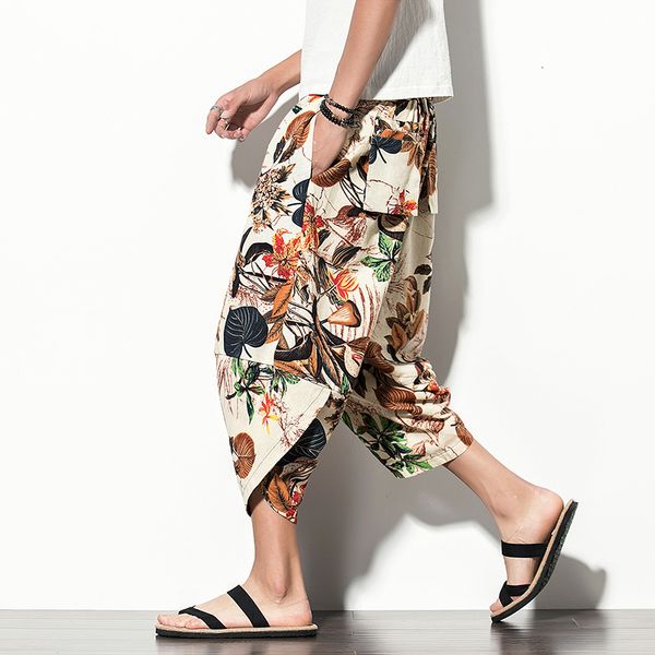 men's pants 2023 summer harajuku calf length casual wide leg cotton linen printing harem baggy fashion clothing 230410, Black
men's pants 2023 summer harajuku calf length casual wide leg cotton linen printing harem baggy fashion clothing 230410, Black