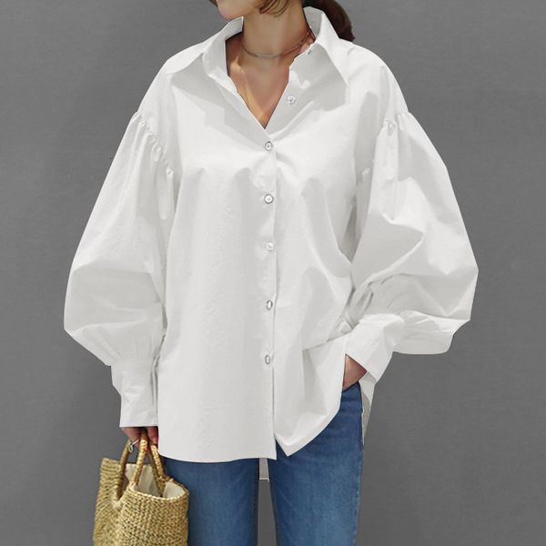 women's blouses shirts kuzuwata casual shirts femme lantern sleeve lapel blusas summer korean simple retro solid color office ladies st, White
women's blouses shirts kuzuwata casual shirts femme lantern sleeve lapel blusas summer korean simple retro solid color office ladies st, White