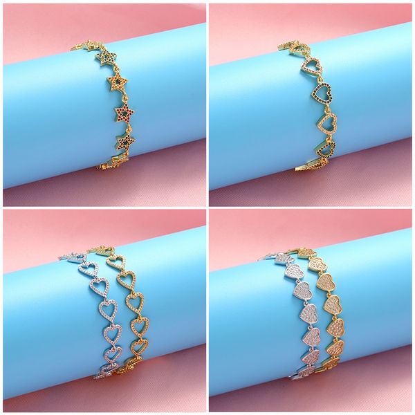 charm bracelets zhukou simple gold color star heart for women cz crystal adjustable jewelry wholesale vl137 230410, Golden;silver
charm bracelets zhukou simple gold color star heart for women cz crystal adjustable jewelry wholesale vl137 230410, Golden;silver