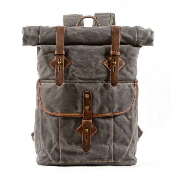 backpack style men's american roll backpack oil wax canvas with cowhide large capacity outdoor travel hiking bag 221015
backpack style men's american roll backpack oil wax canvas with cowhide large capacity outdoor travel hiking bag 221015