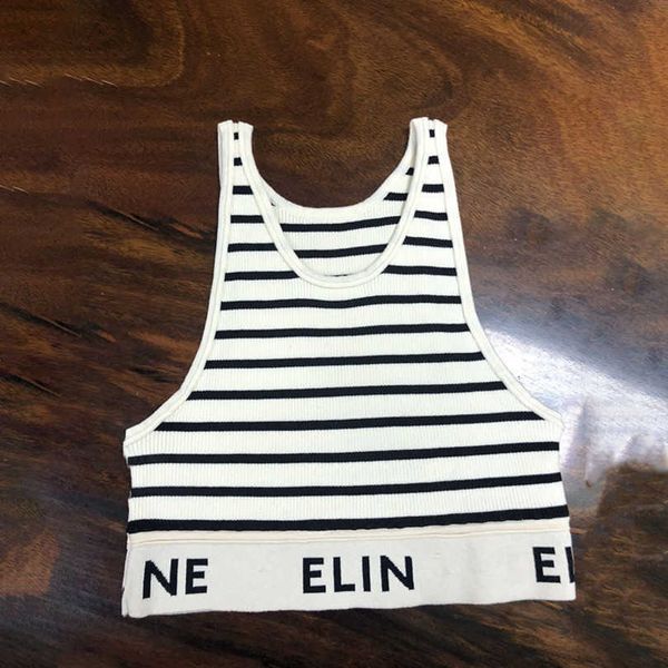 designer women's clothing 20% off shirt spring/summer small design letter knitted stripe sleeveless tank for women with open umbilical, White;black
designer women's clothing 20% off shirt spring/summer small design letter knitted stripe sleeveless tank for women with open umbilical, White;black