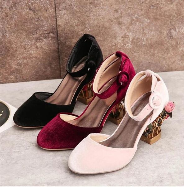 women sandals summer buckle metal birdcage high heel women shoes round head velvet rhinestone retro flower sweet sandalias mujer, Black
women sandals summer buckle metal birdcage high heel women shoes round head velvet rhinestone retro flower sweet sandalias mujer, Black