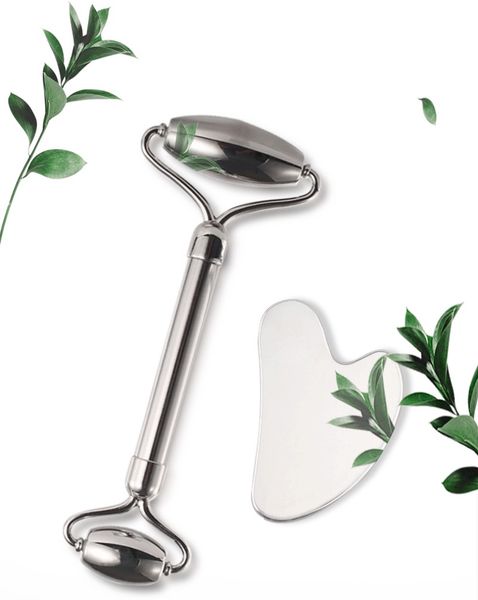 new stainless steel facial roller gua sha tool set face care massage crystal jade rose quartz health anti wrinkle cellulite massager
new stainless steel facial roller gua sha tool set face care massage crystal jade rose quartz health anti wrinkle cellulite massager