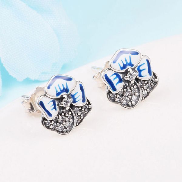 925 sterling silver blue pansy flower stud earrings fits european pandora style jewelry fashion earrings, Golden;silver
925 sterling silver blue pansy flower stud earrings fits european pandora style jewelry fashion earrings, Golden;silver