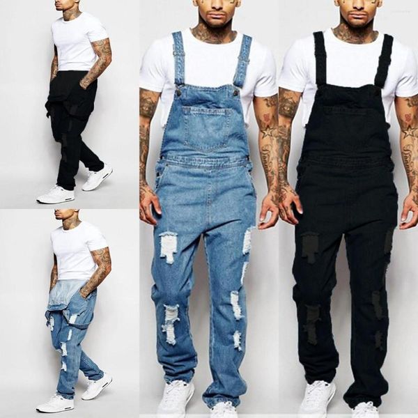 men's ripped denim overalls fashion full length suspender pants homme jeans high street jumpsuit distressed casual trousers, Blue
men's ripped denim overalls fashion full length suspender pants homme jeans high street jumpsuit distressed casual trousers, Blue