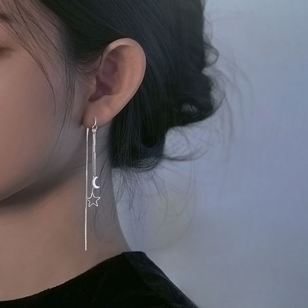 women's earrings designer long ear chain earrings copper material gold and silver round face fine tassel hollow star moon dangling chai, Golden
women's earrings designer long ear chain earrings copper material gold and silver round face fine tassel hollow star moon dangling chai, Golden