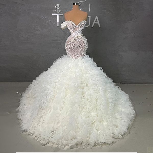 gorgeous mermaid wedding dresses sweetheart pearls on tulle feathers zipper layered up gown floor length custom made plus size bridal gown v, White
gorgeous mermaid wedding dresses sweetheart pearls on tulle feathers zipper layered up gown floor length custom made plus size bridal gown v, White