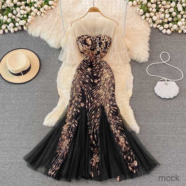casual dresses runway designer elegant luxury mermaid party dress women's sequin embroidery package hip evening mesh dress vestidos 202, Black;gray
casual dresses runway designer elegant luxury mermaid party dress women's sequin embroidery package hip evening mesh dress vestidos 202, Black;gray