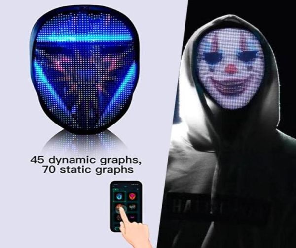 Image of APP Control Cyberpunk Smart Led Face Masks led light up mask for Adults Led Party Cosplay Mask Costumes Programmable Change Face p6597335