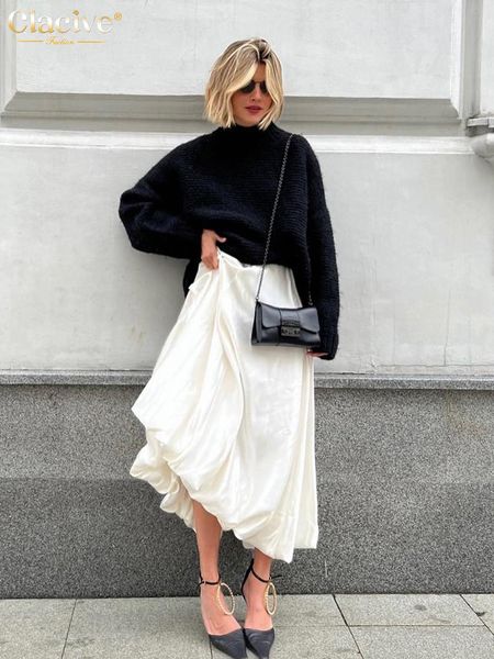 skirts clacive fashion beige satin for women elegant high waist office lady ankle length casual loose female clothes 230410, Black
skirts clacive fashion beige satin for women elegant high waist office lady ankle length casual loose female clothes 230410, Black
