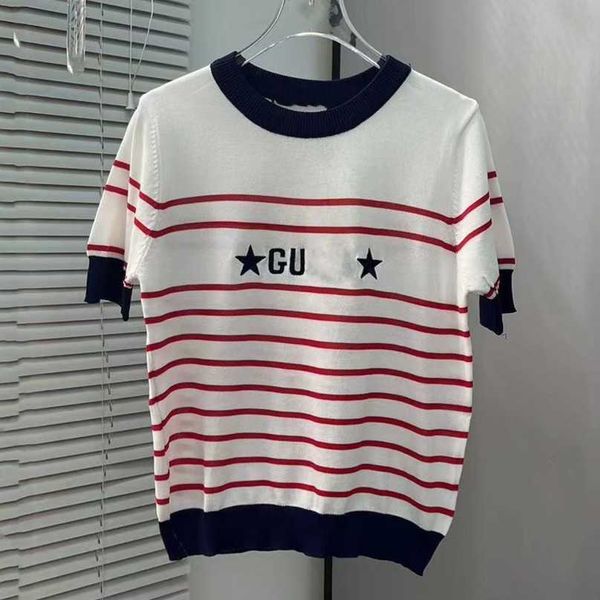 luxury designer women t shirt 2023 summer high edition family relaxed simple versatile letter stripe round neck knitted sleeve t-shirt, White
luxury designer women t shirt 2023 summer high edition family relaxed simple versatile letter stripe round neck knitted sleeve t-shirt, White