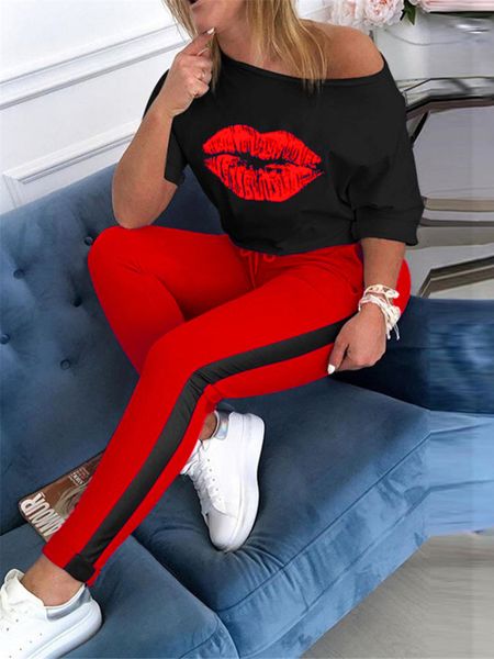 women's tracksuits two 2 piece sets womens outfits tracksuit autumn clothes lips print elastic waist pants suits woman set conjunto fem, Gray
women's tracksuits two 2 piece sets womens outfits tracksuit autumn clothes lips print elastic waist pants suits woman set conjunto fem, Gray