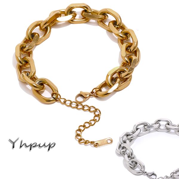 charm bracelets yhpup stainless steel chain bangle for women statement metal thick chunky trendy gift 230411, Golden;silver
charm bracelets yhpup stainless steel chain bangle for women statement metal thick chunky trendy gift 230411, Golden;silver