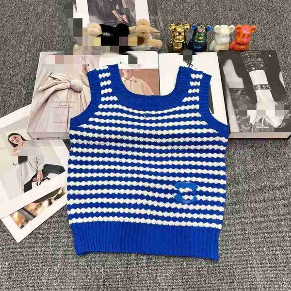 women's knits & tees designer chic hanging strap contrast stripe knitted tank for 2023 summer new towel embroidery sleeveless kefu, White
women's knits & tees designer chic hanging strap contrast stripe knitted tank for 2023 summer new towel embroidery sleeveless kefu, White